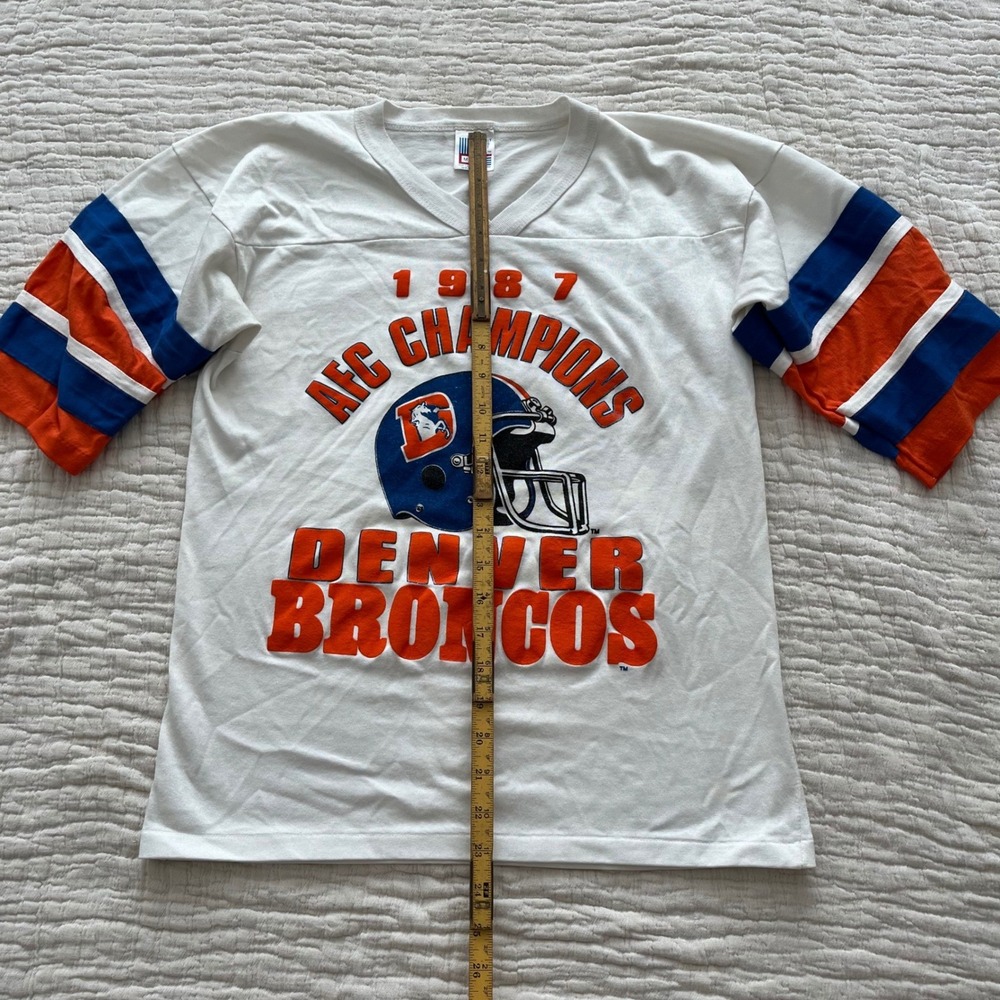 Vintage 1987 Denver Broncos AFC Champions Shirt Jersey Garan USA Made Mesh M 80s - Picture 7 of 8